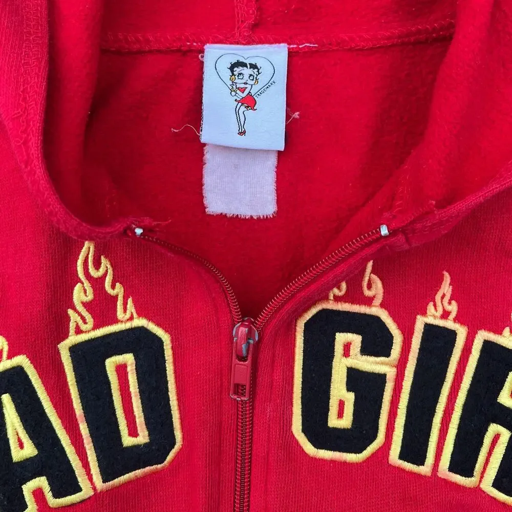 Y2K Betty Boop Bad Girl Red Zip Up Hoodie | Size‎ Large